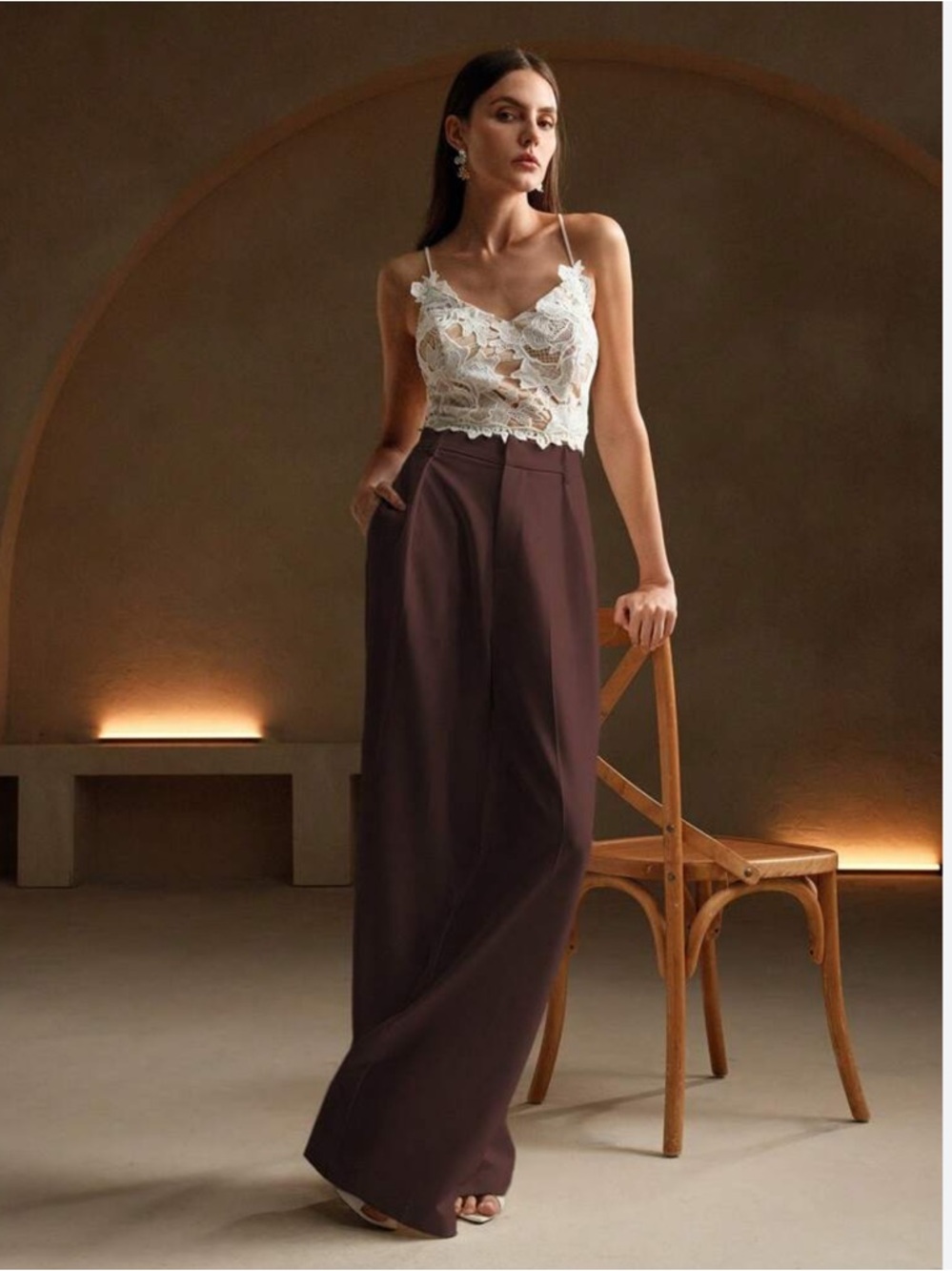 Burgundy High-Waisted Wide Leg Pants | Size S NWT